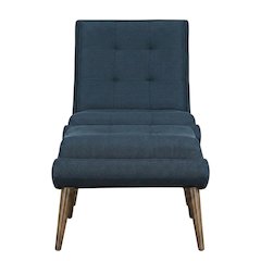 Fabric-Upholstered Lounge Chair for Living Room and Bedroom, Azure