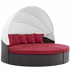 Convene Outdoor Patio Wicker Rattan Canopy Sectional Daybed