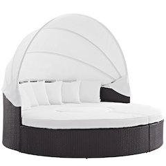 Convene Outdoor Patio Wicker Rattan Canopy Sectional Daybed