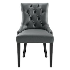 Tufted Vegan Leather Upholstered Dining Chair for Dining Room, Gray