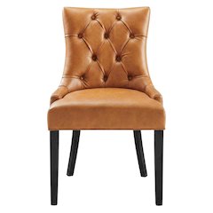 Tufted Vegan Leather Upholstered Dining Chair for Dining Room, Tan