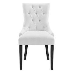 Tufted Upholstered Fabric Dining Chair for Kitchen and Dining Room, White