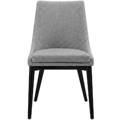 Fabric-Upholstered Dining Chair with Cushioned Seat, Light Gray