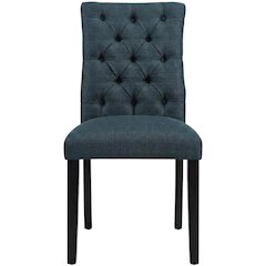 Button-Tufted Upholstered Fabric Parsons Chair, Azure