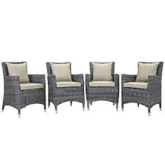 Summon 4 Piece Outdoor Patio Sunbrella Dining Set
