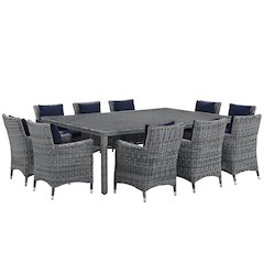 Summon 11 Piece Outdoor Patio Sunbrella Dining Set