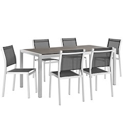 Shore 7 Piece Outdoor Patio Aluminum Dining Set