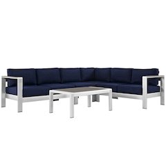 Shore 5 Piece Outdoor Patio Aluminum Sectional Sofa Set