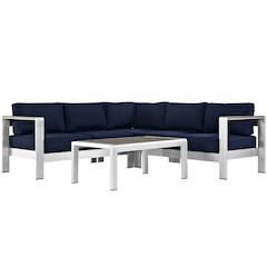 Shore 4 Piece Outdoor Patio Aluminum Sectional Sofa Set