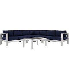 Shore 6 Piece Outdoor Patio Aluminum Sectional Sofa Set