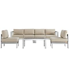 Shore 5 Piece Outdoor Patio Aluminum Sectional Sofa Set