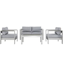 Shore 4 Piece Outdoor Patio Aluminum Sectional Sofa Set