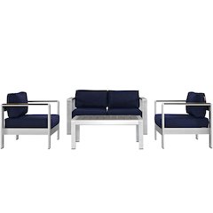 Shore 4 Piece Outdoor Patio Aluminum Sectional Sofa Set