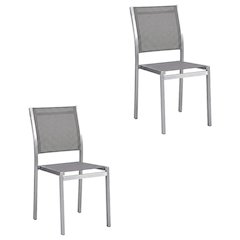 Aluminum Outdoor Patio Side Chairs, Porch and Balcony, Silver Gray, Set of 2