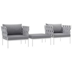 Harmony 3 Piece Outdoor Patio Aluminum Sectional Sofa Set