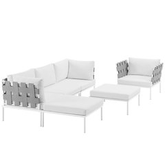 Harmony 6 Piece Outdoor Patio Aluminum Sectional Sofa Set