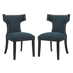 Curve Fabric Dining Side Chair Set of 2