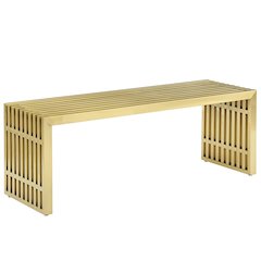 Medium stainless steel bench with durable construction and sleek design