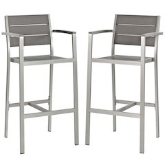 Shore Outdoor Patio Aluminum Bar Stool Set of 2