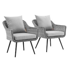 Endeavor Outdoor Patio Wicker Rattan Armchair Set of 2