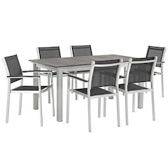 Shore 7 Piece Outdoor Patio Aluminum Dining Set
