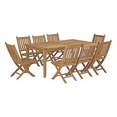 Marina 9 Piece Outdoor Patio Teak Dining Set