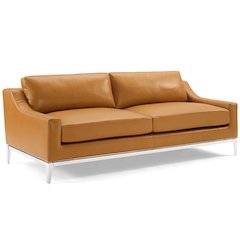 Harness 83.5" Stainless Steel Base Leather Sofa