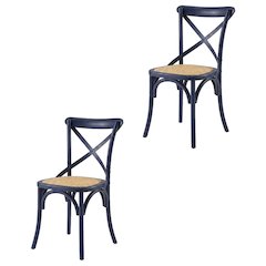 Wooden Dining Side Chairs for Kitchen and Dining Room, Midnight Blue, Set of 2