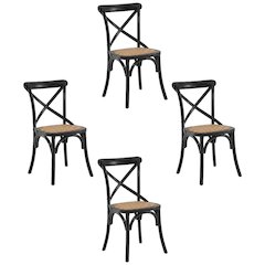Wooden Dining Side Chairs for Dining Room, Black, Set of 4