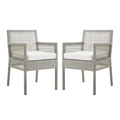 Aura Outdoor Patio Wicker Rattan Dining Armchair Set of 2