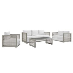 Aura 4 Piece Outdoor Patio Wicker Rattan Set