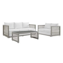 Aura 3 Piece Outdoor Patio Wicker Rattan Set