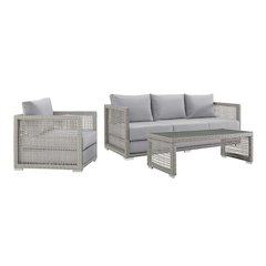Aura 3 Piece Outdoor Patio Wicker Rattan Set