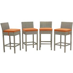 Conduit Outdoor Patio Wicker Rattan Bar Stool Set of 4