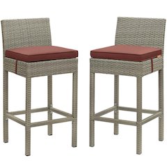Conduit Outdoor Patio Wicker Rattan Bar Stool Set of 2