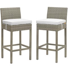 Conduit Outdoor Patio Wicker Rattan Bar Stool Set of 2