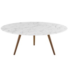 Lippa 40" Round Faux Marble Coffee Table with Tripod Base