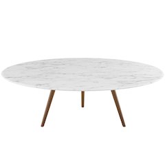 Lippa 48" Round Faux Marble Coffee Table with Tripod Base