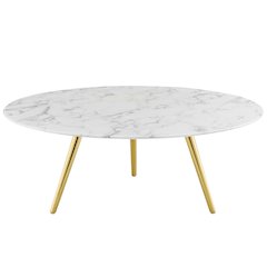 Lippa 40" Round Faux Marble Coffee Table with Tripod Base