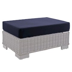 Conway Sunbrella Outdoor Patio Wicker Rattan Ottoman