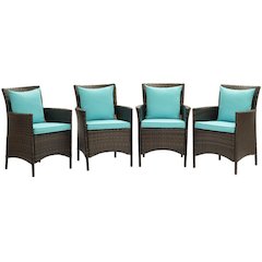 Conduit Outdoor Patio Wicker Rattan Dining Armchair Set of 4
