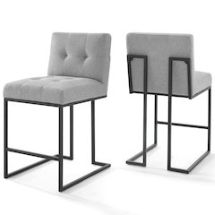 Privy Black Stainless Steel Upholstered Fabric Counter Stool Set of 2