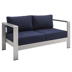 Shore Sunbrella Fabric Aluminum Outdoor Patio Loveseat
