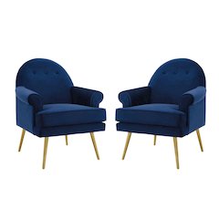 Revive Performance Velvet Armchair Set of 2