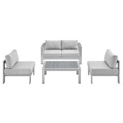 Shore Sunbrella Fabric Outdoor Patio Aluminum 4 Piece Set