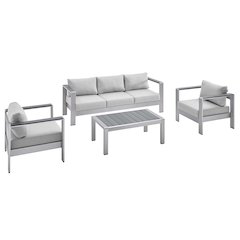 Shore 4 Piece Sunbrella Fabric Outdoor Patio Aluminum Set