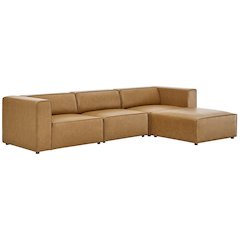 Mingle Vegan Leather Sofa and Ottoman Set