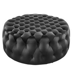 Amour Tufted Button Large Round Performance Velvet Ottoman