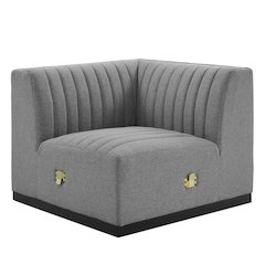 Conjure Channel Tufted Upholstered Fabric Left Corner Chair