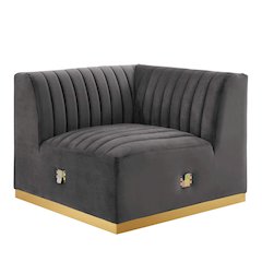 Conjure Channel Tufted Performance Velvet Left Corner Chair
